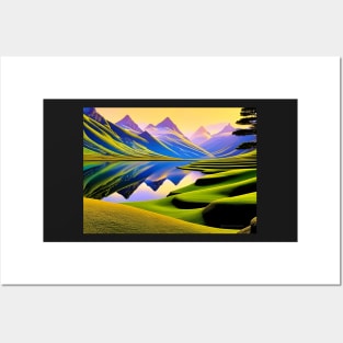 Psychedelic Mountain Landscape Posters and Art